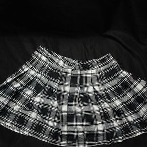 Faded Rose Plaid Black and White Women's Skirt